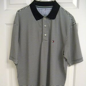 Tommy Hilfiger Black White Stripe Golf Polo